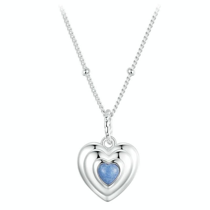 S925 Sterling Silver Platinum Plated Luminous Love Heart Necklace(BSN375)