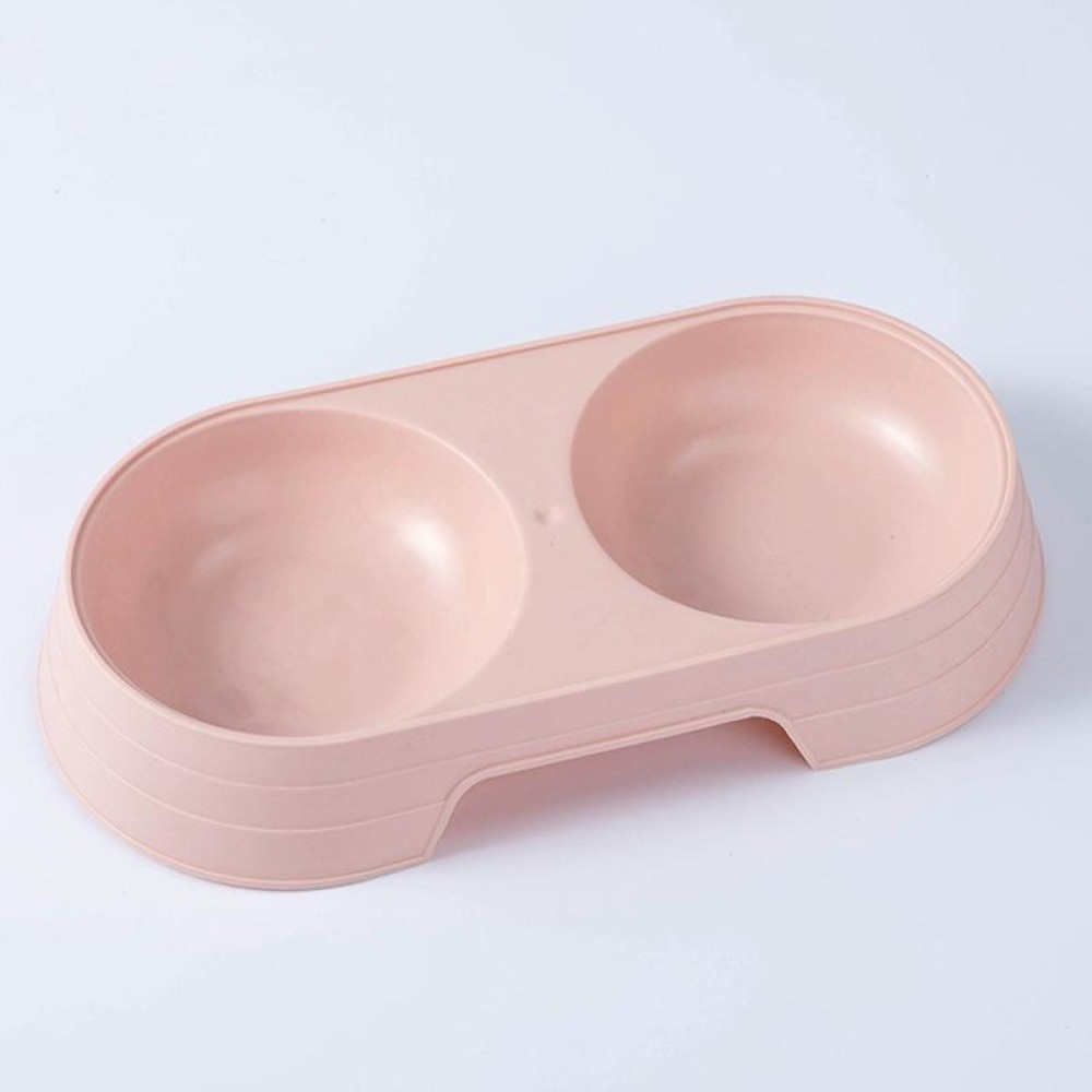 Pet Double Bowl Non-Slip Anti-Tip Drinking Feeder Cats Dog Supplies(Pink)
