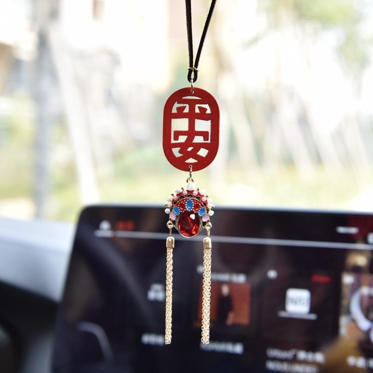 Chinese Style Car Interior Rearview Mirror Prayer Pendant, Color: Phoenix Crown