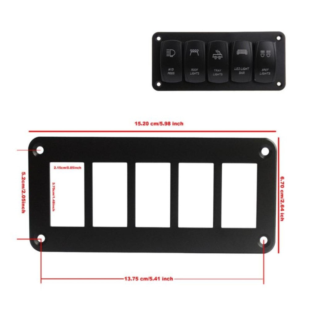 Road Aluminum Rocker Switch Panel Housing Bracket for Narva Type Boats Automotive Switch Parts, Specification: 5 Holes