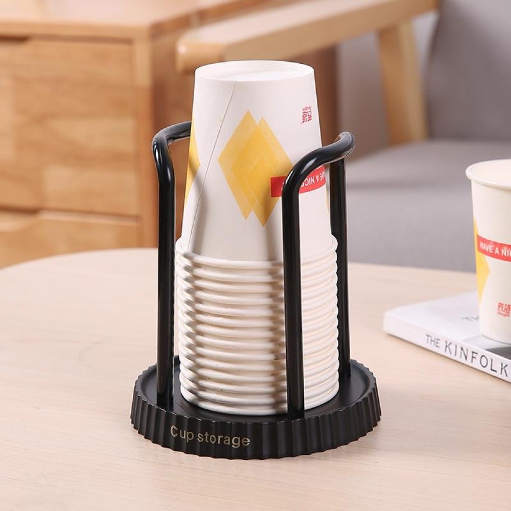 Household Disposable Cup Storage Rack Multifunctional Desktop Coffee Cup Shelf Cup Dispenser(Black)
