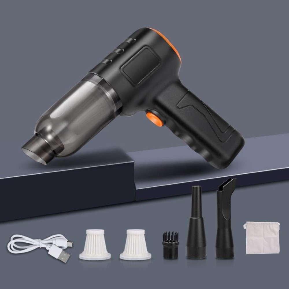 Car Vacuum Cleaner Large Suction Power Wireless Pump Inflatable Blower Handheld Small Vacuum Cleaner, Style: Brush 200W+2 Filters+Storage Bag (Black)