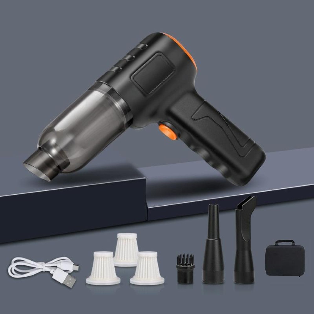 Car Vacuum Cleaner Large Suction Power Wireless Pump Inflatable Blower Handheld Small Vacuum Cleaner, Style: Brush 200W+3 Filters+Air Bag (Black)