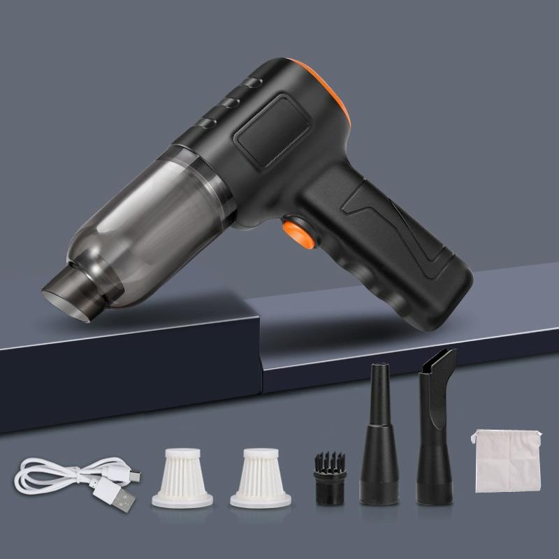 Car Vacuum Cleaner Large Suction Power Wireless Pump Inflatable Blower Handheld Small Vacuum Cleaner, Style: Brushless 260W+2 Filters+Storage Bag (Black)