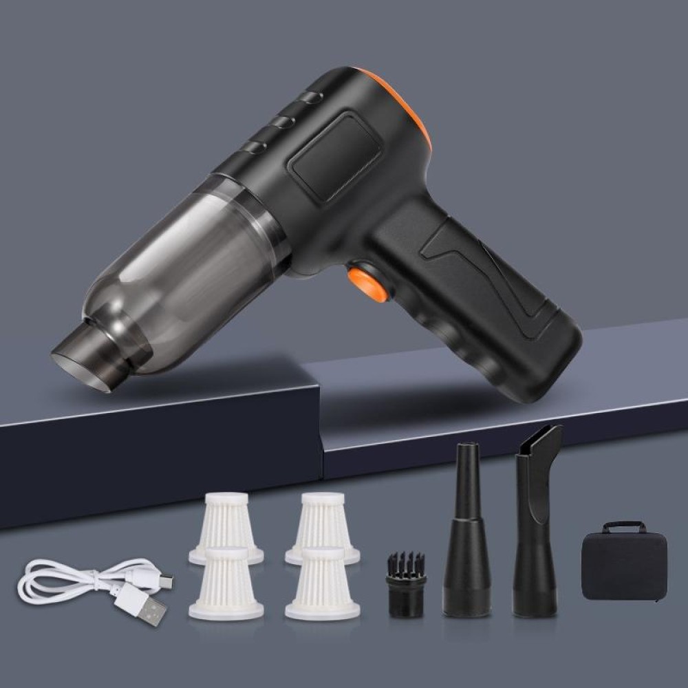 Car Vacuum Cleaner Large Suction Power Wireless Pump Inflatable Blower Handheld Small Vacuum Cleaner, Style: Brushless 260W+4 Filters+Air Bag (Black)