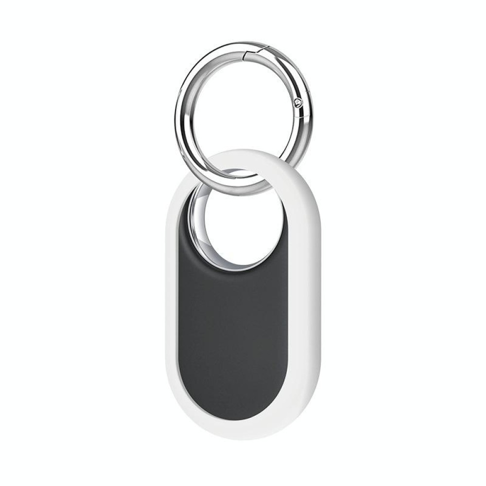 For Samsung Galaxy SmartTag2 Tracker Half-wrapped Silicone Protective Case With Metal Hanging Ring(White)