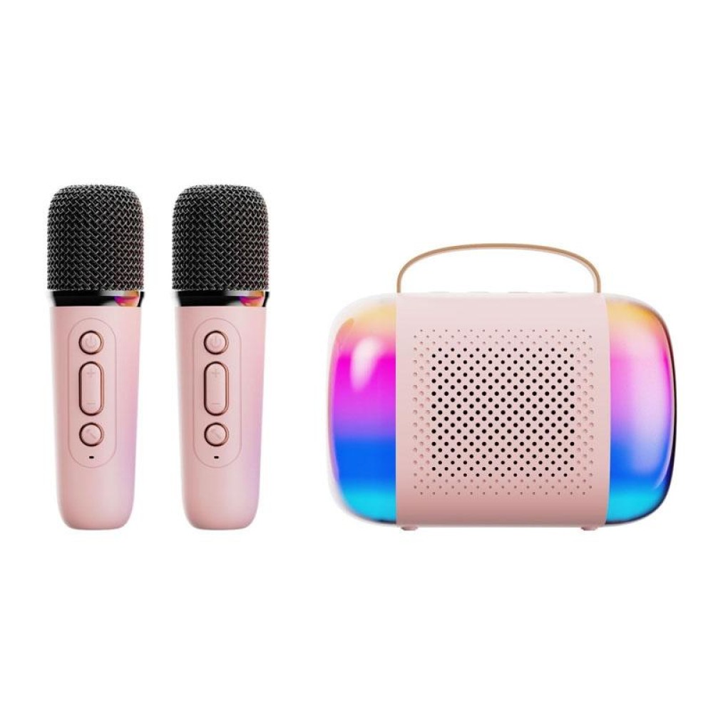 Y5 2 Microphone Portable Bluetooth Speaker Home And Outdoor Wireless Karaoke Audio(Pink)