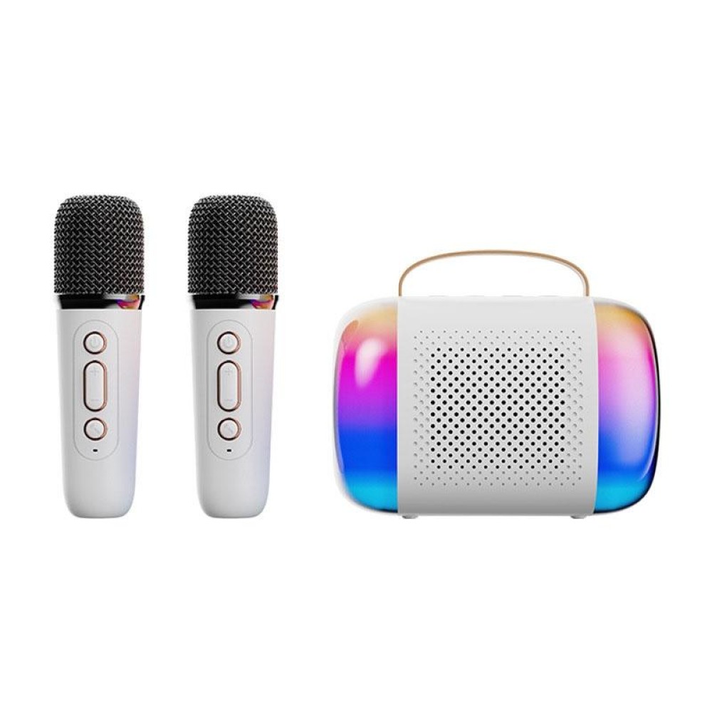 Y5 2 Microphone Portable Bluetooth Speaker Home And Outdoor Wireless Karaoke Audio(White)
