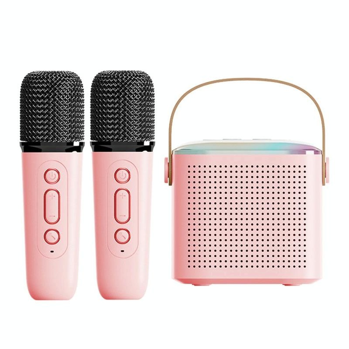 Home Portable Bluetooth Speaker Small Outdoor Karaoke Audio, Color: Y1 Pink(Double wheat)