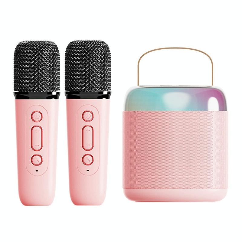 Home Portable Bluetooth Speaker Small Outdoor Karaoke Audio, Color: Y2 Pink(Double wheat)
