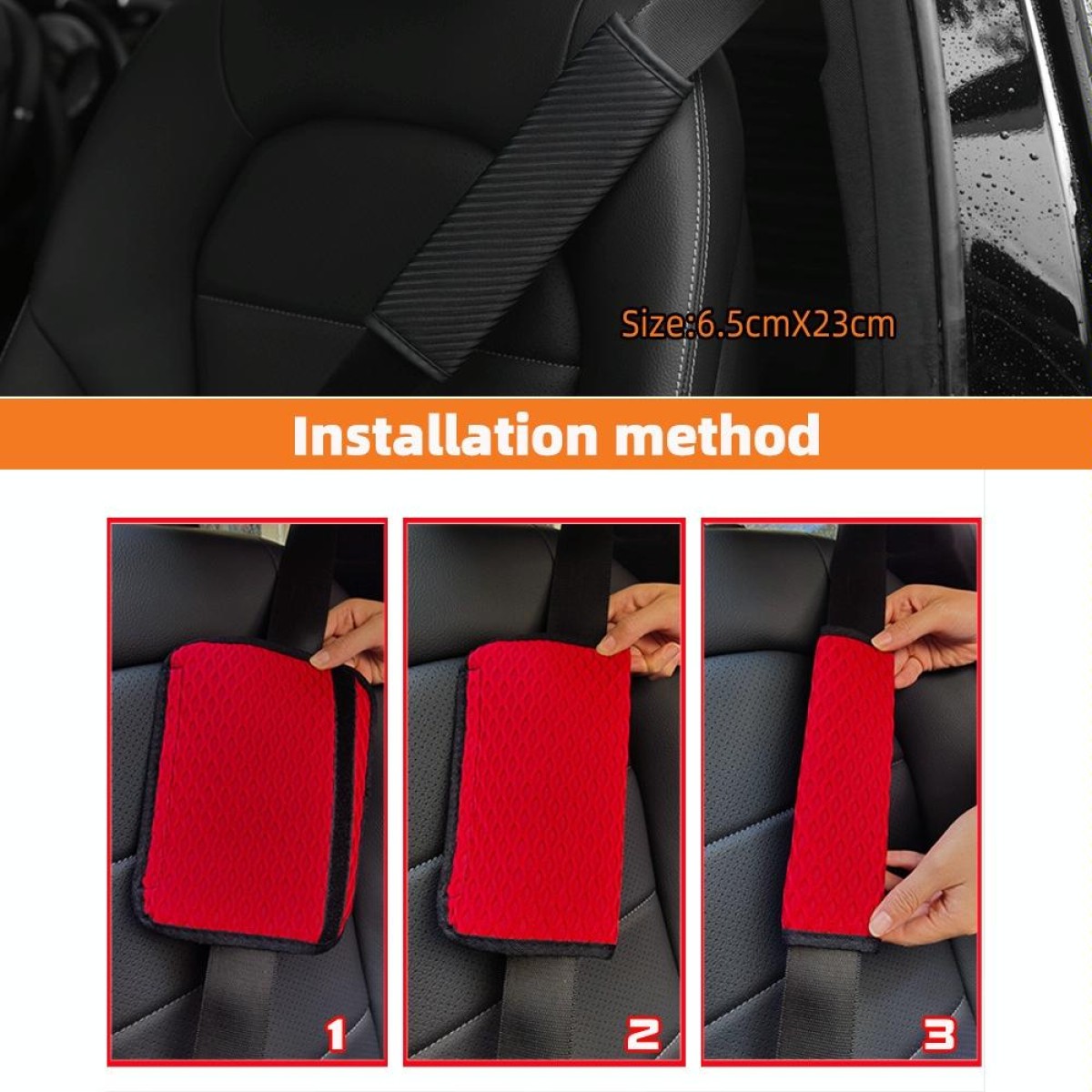 3D Striped Mesh Car Seat Belt Cover Shoulder Pads(Black)
