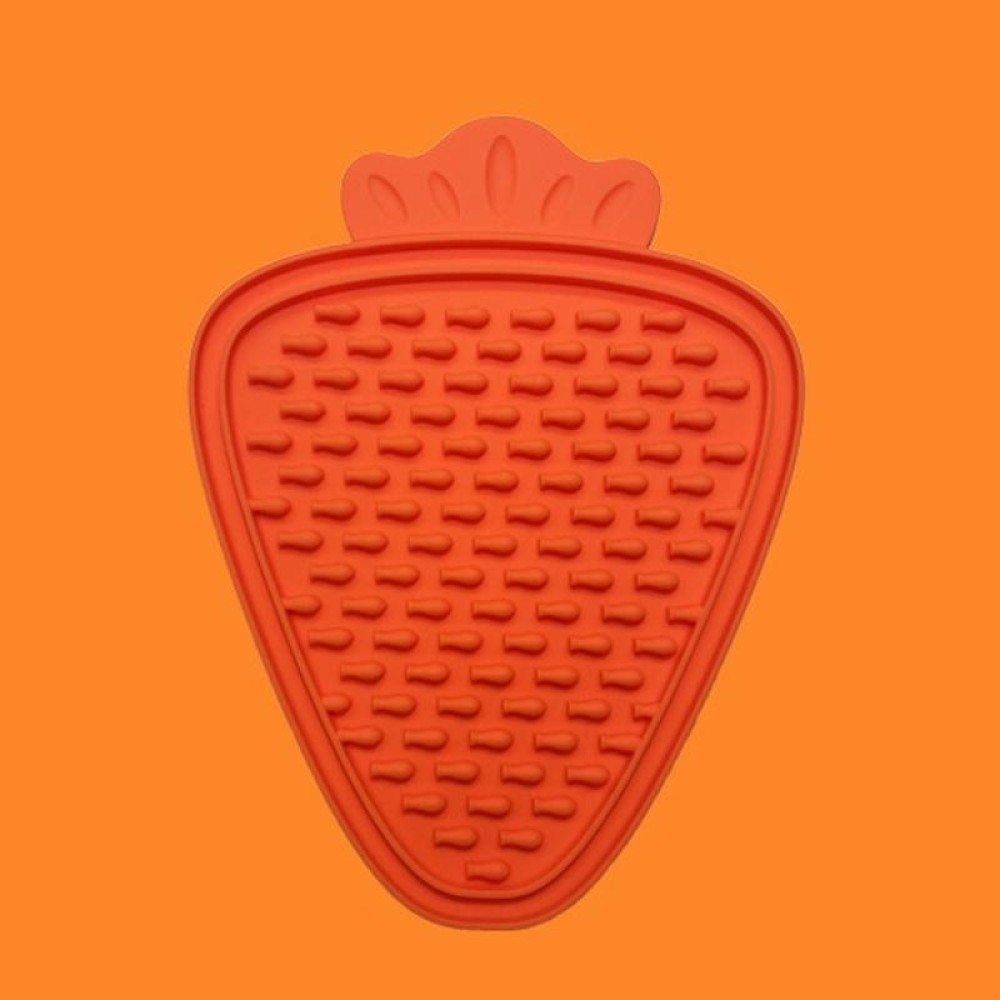 Silicone Pet Licking Mat Suction Cup Carrot Shape Placemat Cat and Dog Food Retarder(Orange)