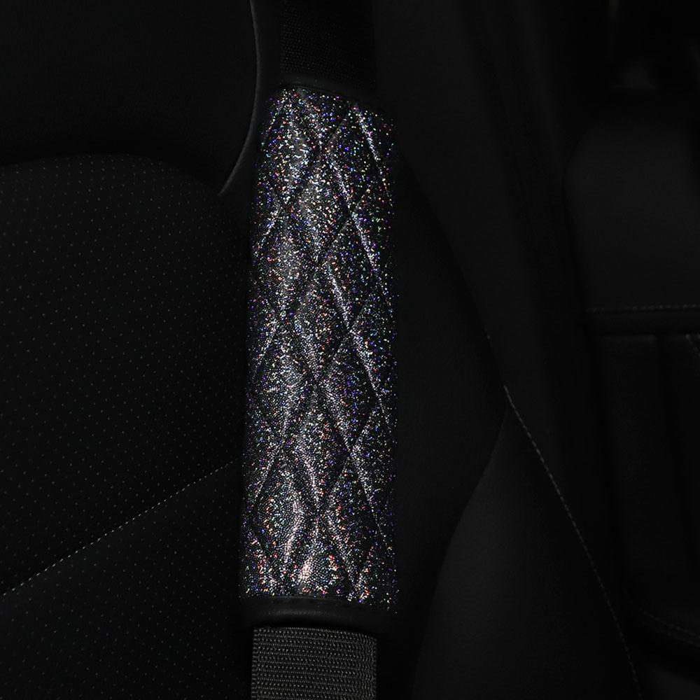 Glitter Car Seat Belt Cover Shoulder Pads Car Accessories 6.5x23cm(Black)