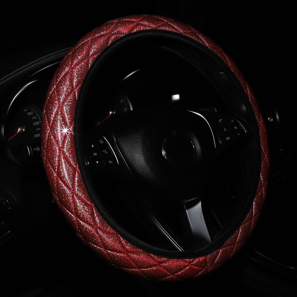 Glitter Car Steering Wheel Cover Three-dimensional Without Inner Ring Tightness Car Accessories 38cm(Pink)