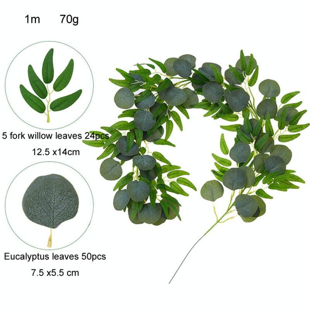 Artificial Greenery Eucalyptus Leaf Vine Simulation Rattan Home Decoration, Style: 1m Eucalyptus+5 Leaves Willow Green