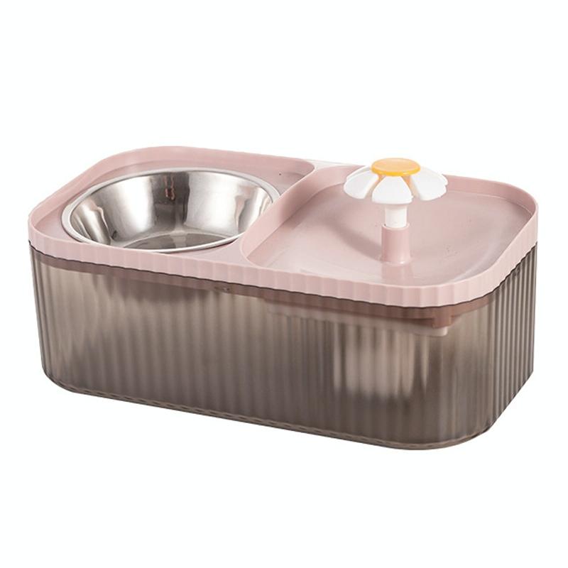 Feed Water Machine Automatic Feeder Cat Dog Drink Water Heater Pet Smart Feeding Bowl(Pink)