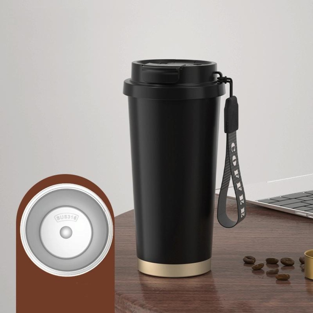530ml  316 Stainless Steel Thermos Cup Coffee Mug Double Drinking Water Cup(Black)