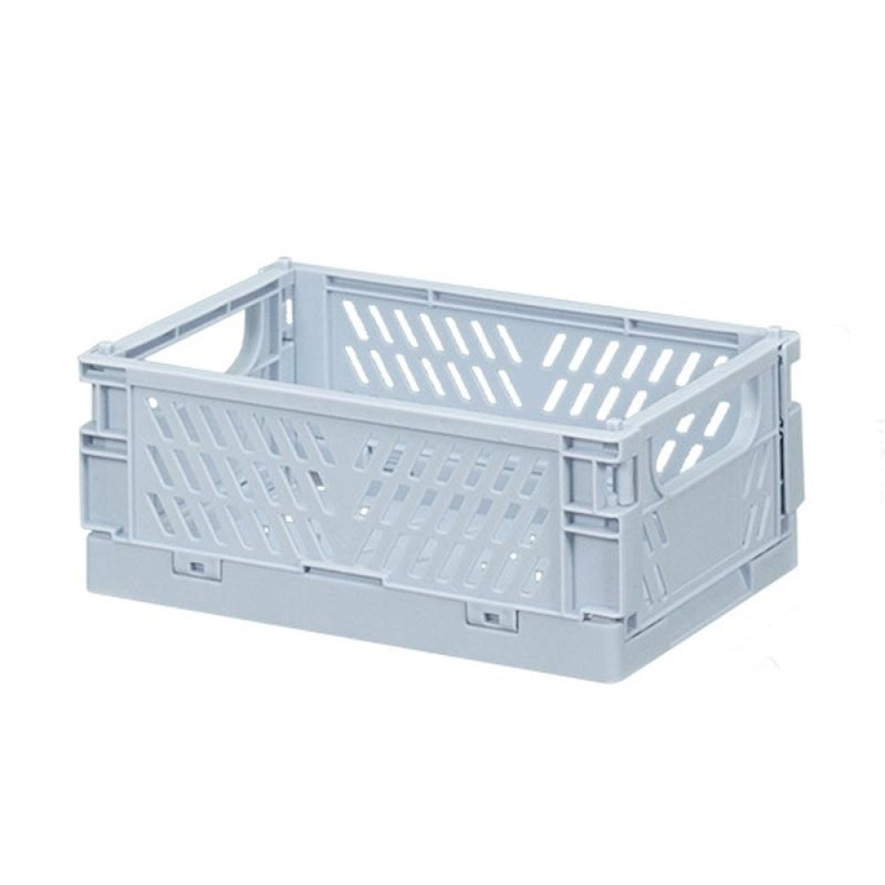 Folding Stackable Storage Basket Plastic Hollow Home Office Organizer Container Small Light Blue
