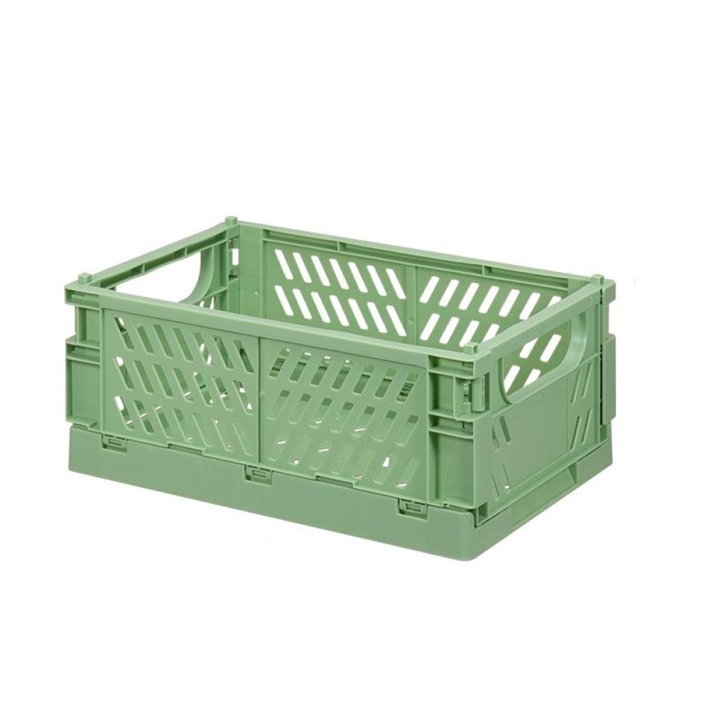 Folding Stackable Storage Basket Plastic Hollow Home Office Organizer Container Small Green