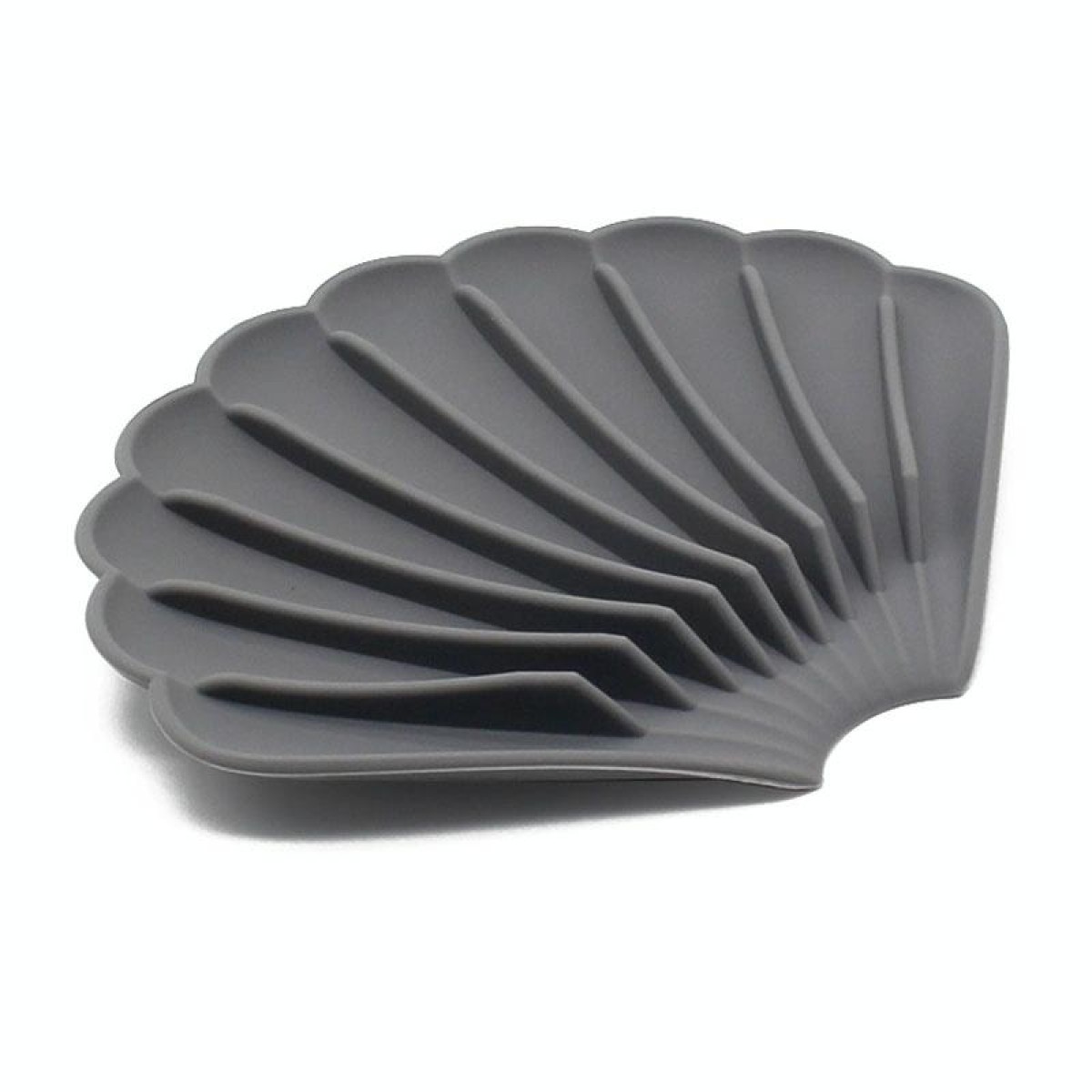 15x12.5x1.5cm Drainable Silicone Soap Box No Hole Deflector Soap Dish Shell Shape Non-Slip Soap Holder(Grey)