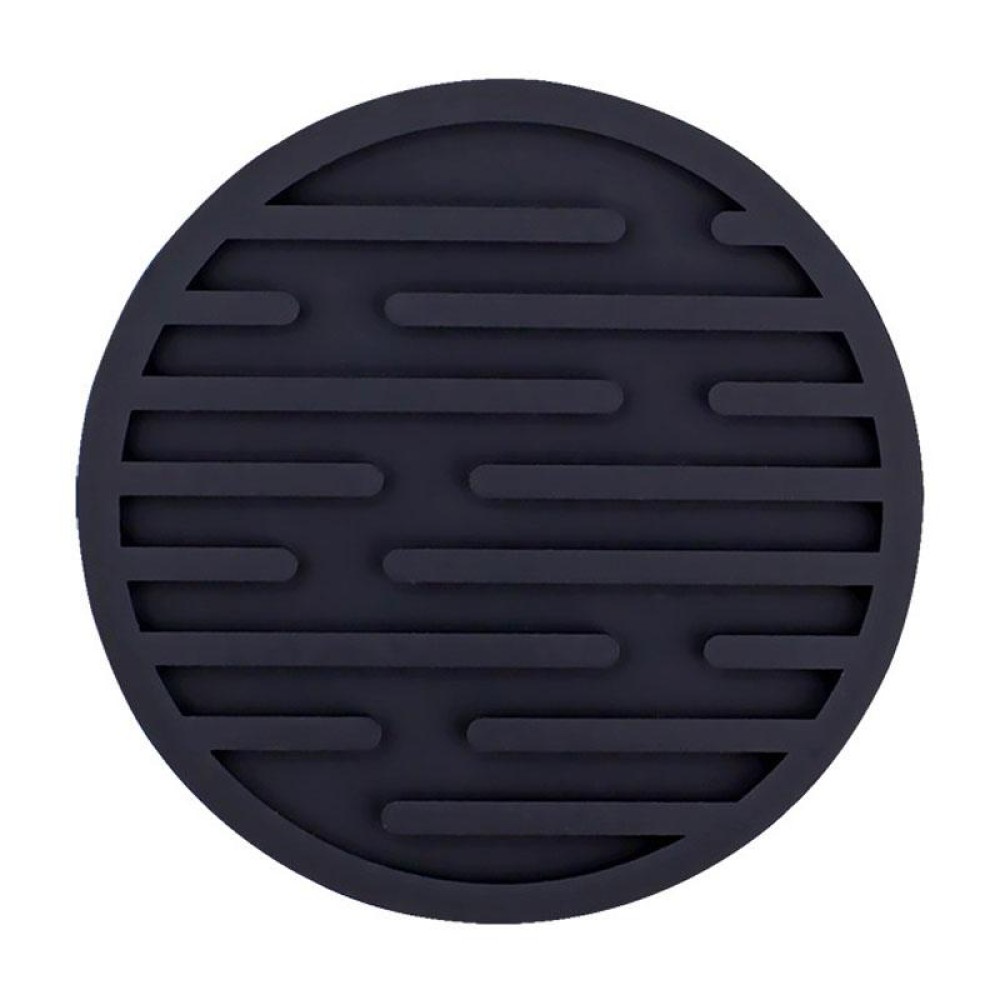 10cm Simple Round Thickened Silicone Coaster Anti-Slip Heat Insulation Anti-Scald Tea Cup Table Mat, Color: Stripe Black