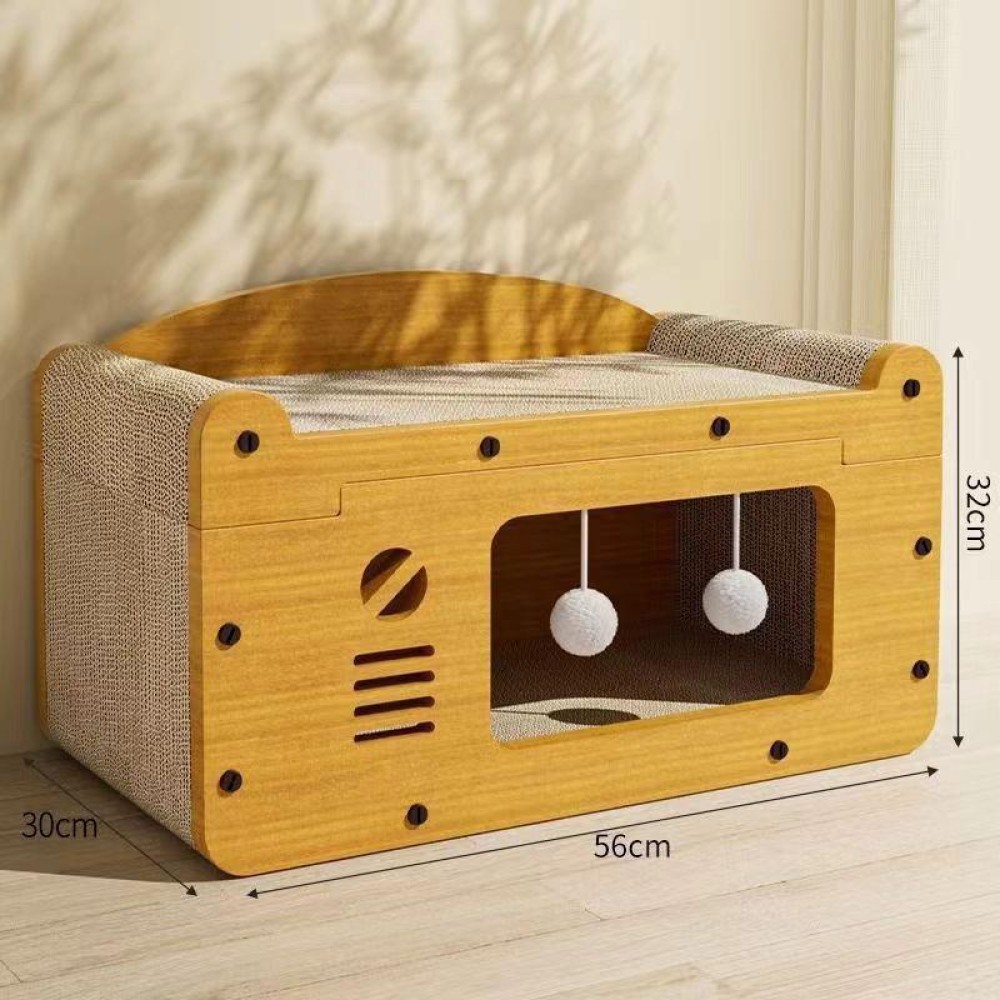 2 In 1 Cat Scratching Board Spacious Kitten Scratcher Box Lounge Bed Sturdy Cat House, Style: Two Layer Large
