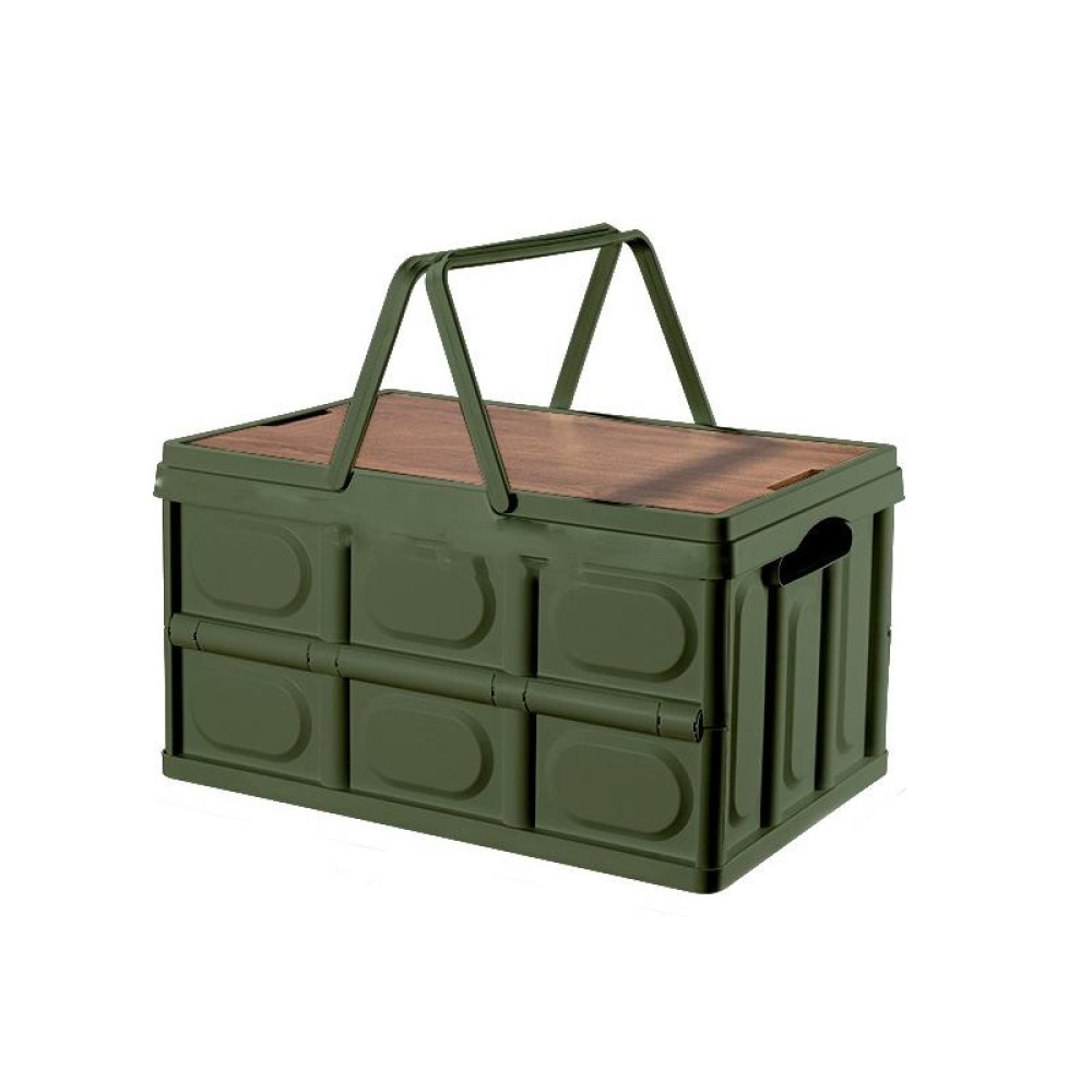Foldable Outdoor Camping Storage Case Car Storage Box Organizer With Wooden Lid Large Green