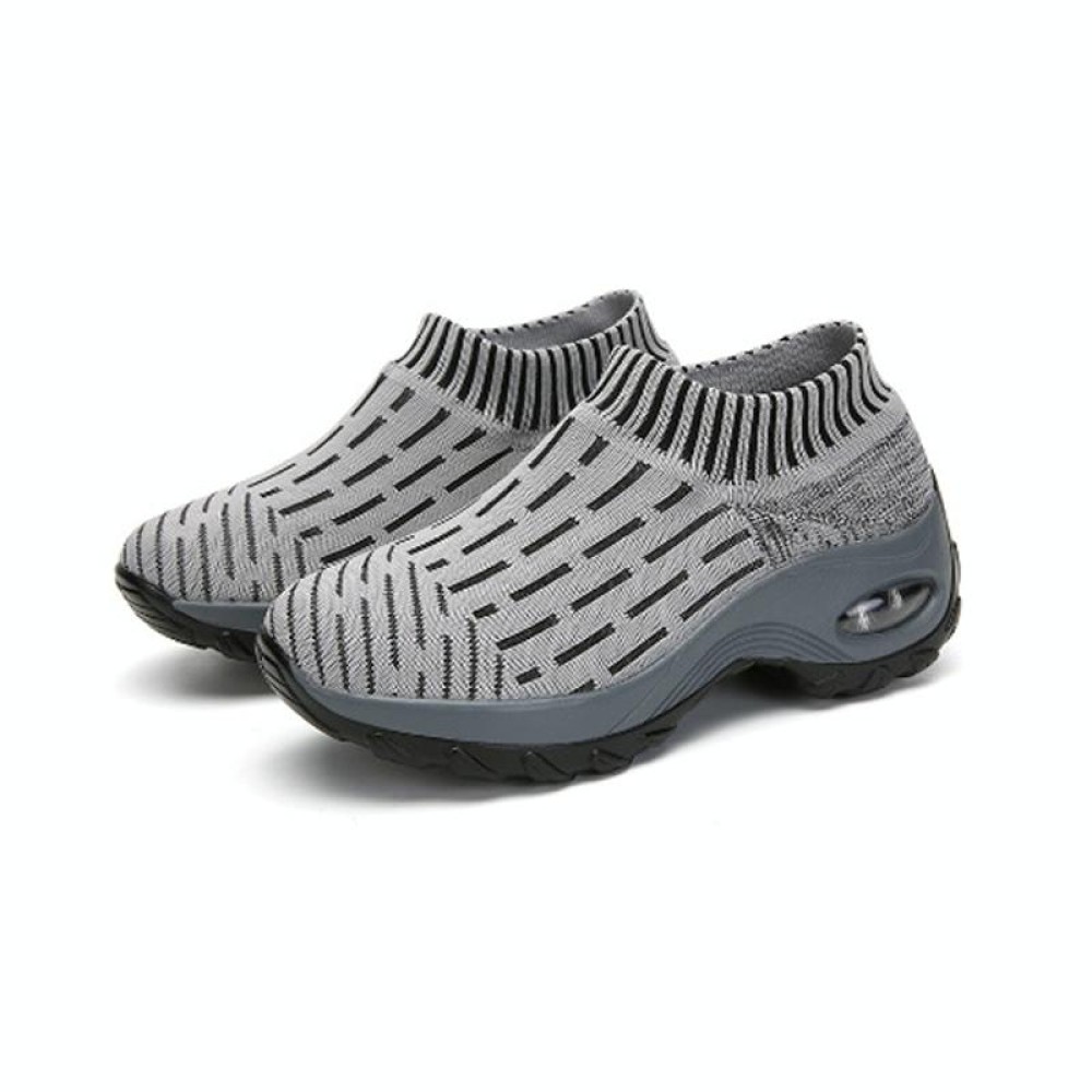 Socks Shoes Air-cushion Soles Increased Mesh Breathable Outdoor Casual Shoes, Size: 35(Light Gray)
