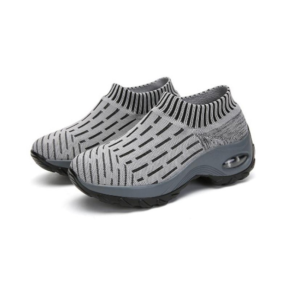 Socks Shoes Air-cushion Soles Increased Mesh Breathable Outdoor Casual Shoes, Size: 40(Light Gray)