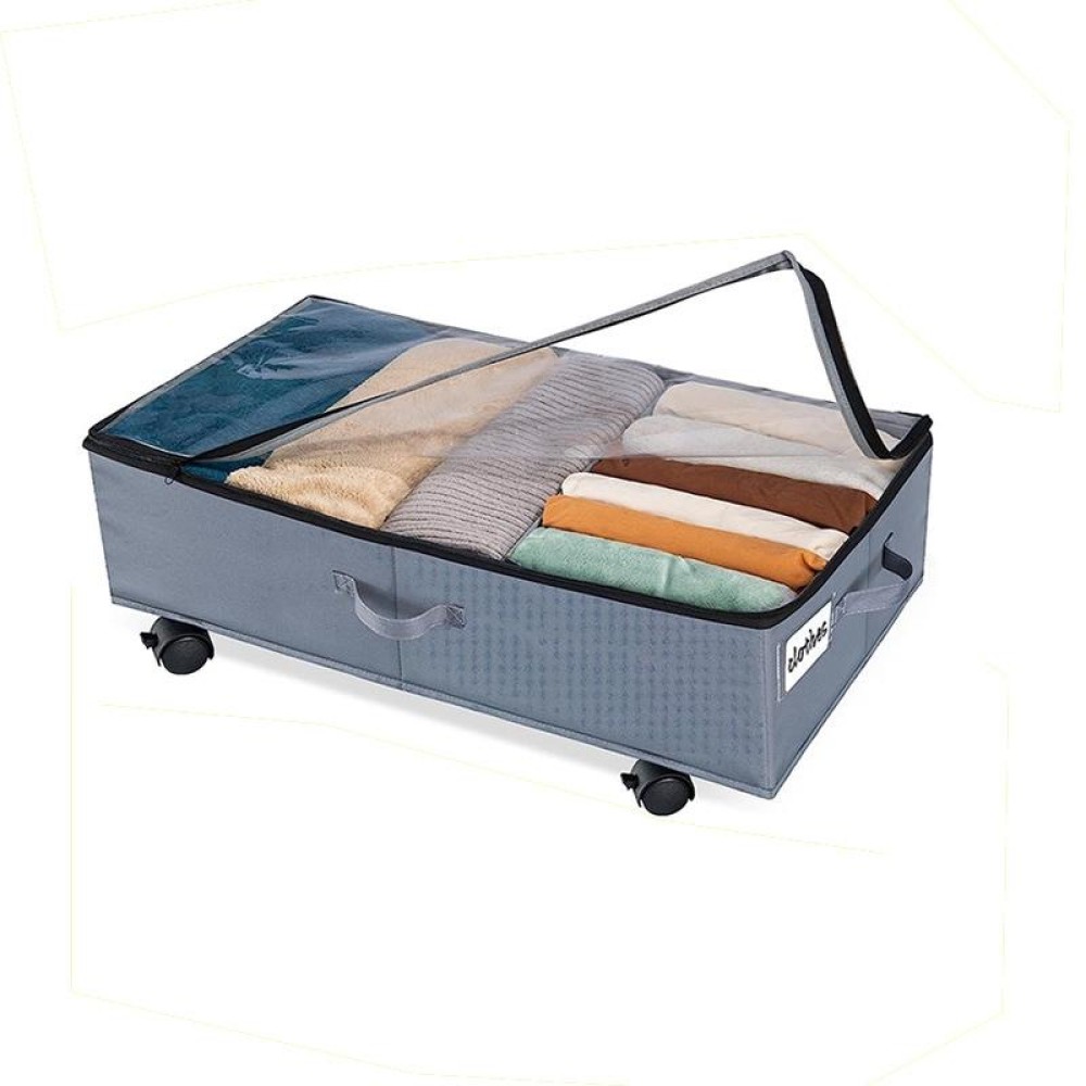 Foldable Under Bed Clothes Shoes Storage Bins with Wheels & Handles 78x38x16cm, Spec: Transparent Cover Gray