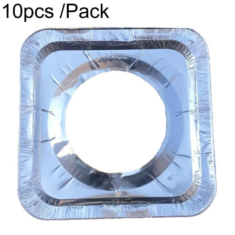 10pcs /Pack Gas Stove Oil-Proof Pad Cooktop Tinfoil Circle Kitchen Aluminum Foil Cleaning Mat, Model: Square