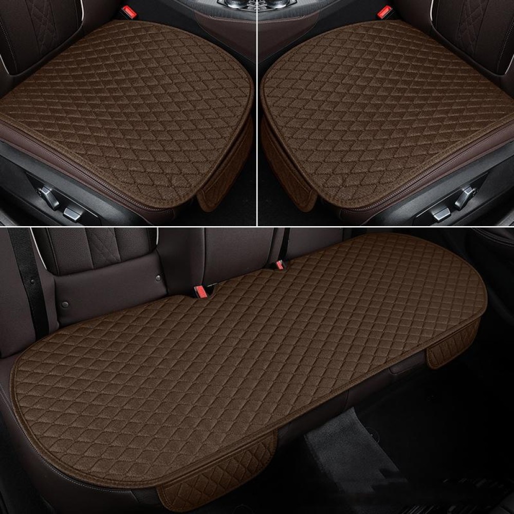 Non-Slip Rhombus Imitation Linen Car Seat Cushion, Color: Brown Front Row