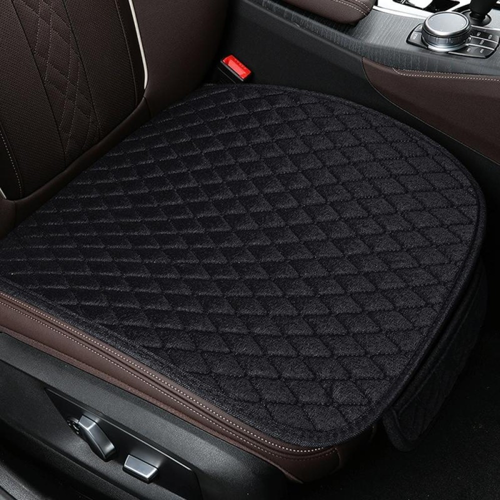 Non-Slip Rhombus Imitation Linen Car Seat Cushion, Color: Black Front Row