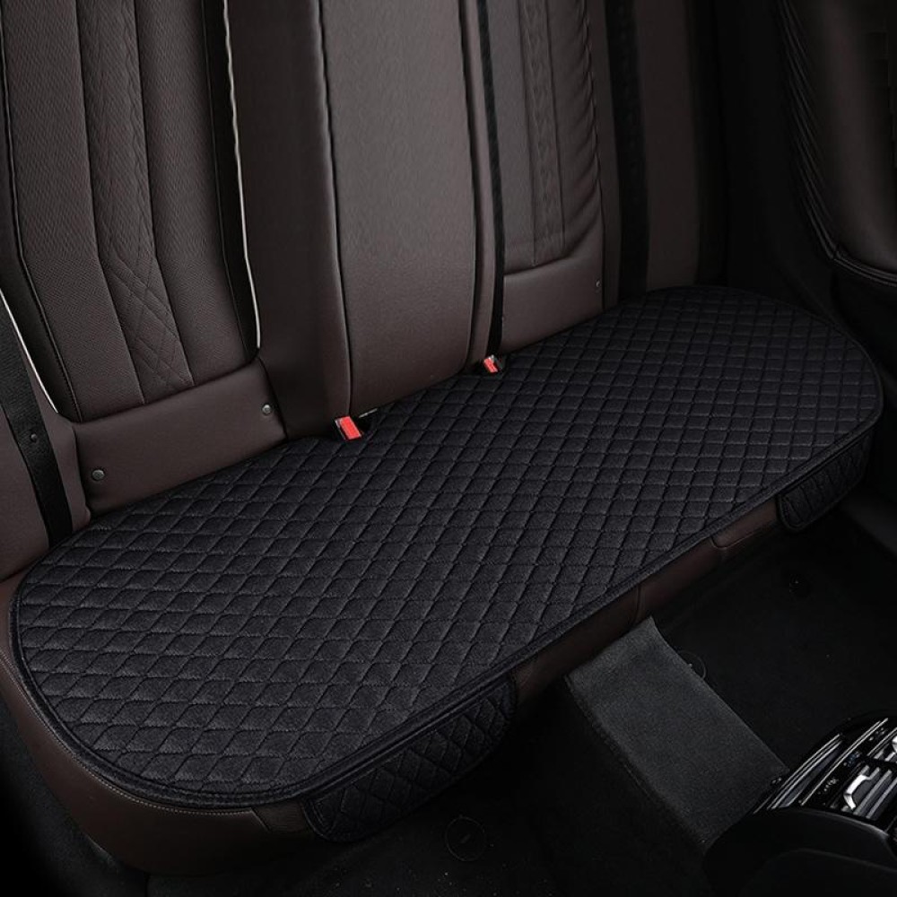 Non-Slip Rhombus Imitation Linen Car Seat Cushion, Color: Black Back Row