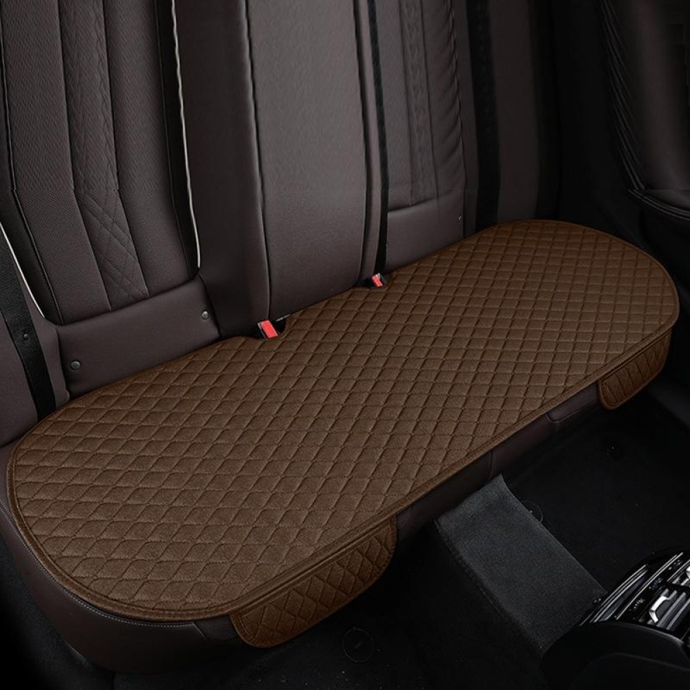 Non-Slip Rhombus Imitation Linen Car Seat Cushion, Color: Brown Back Row