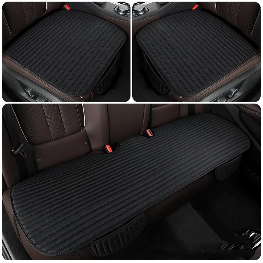 Automotive Fiber Linen Striped Four-Season Seat Cushion, Color: Black Front Row