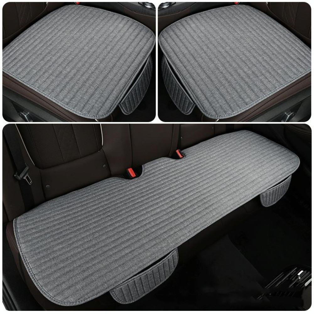 Automotive Fiber Linen Striped Four-Season Seat Cushion, Color: Gray Front Row