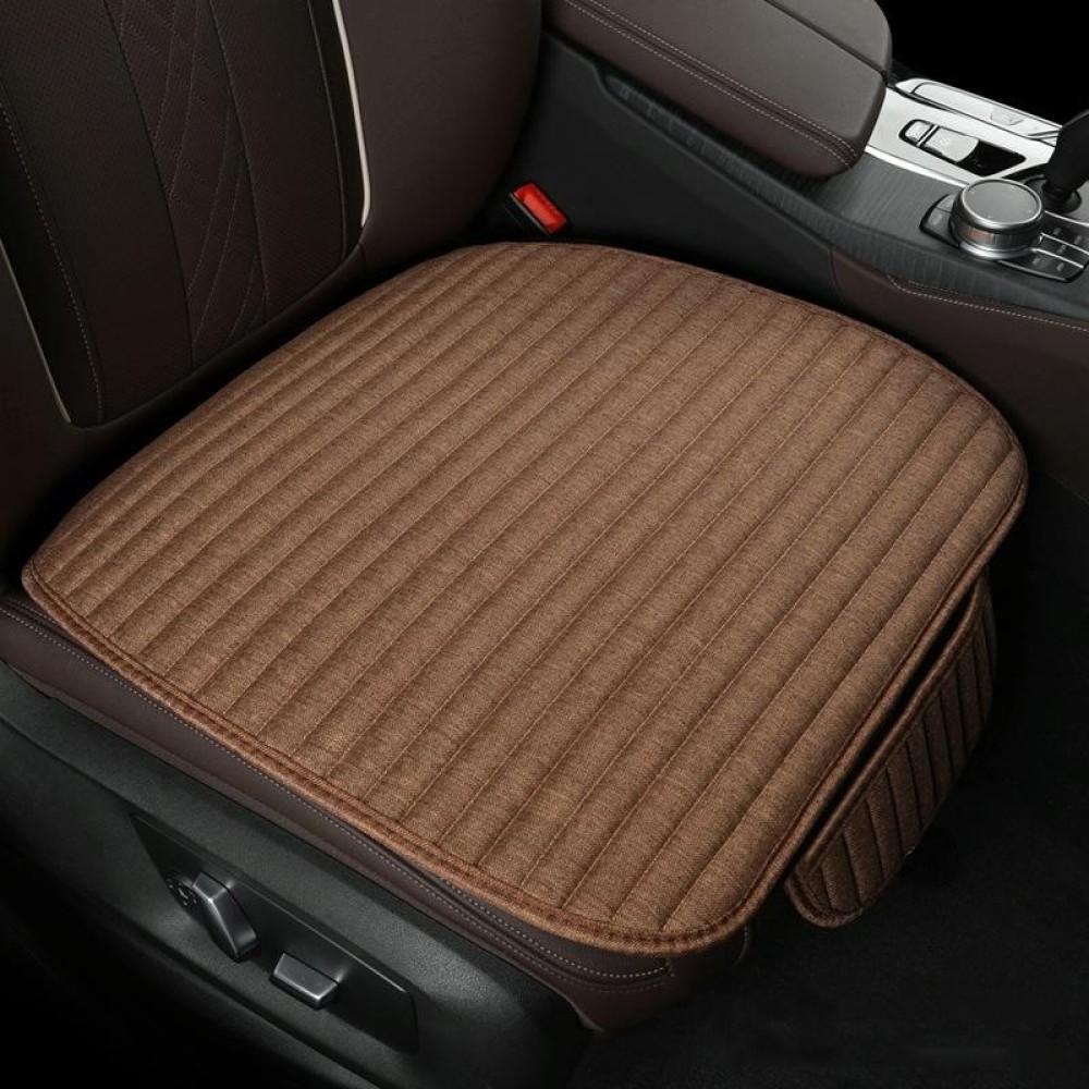 Automotive Fiber Linen Striped Four-Season Seat Cushion, Color: Brown Front Row