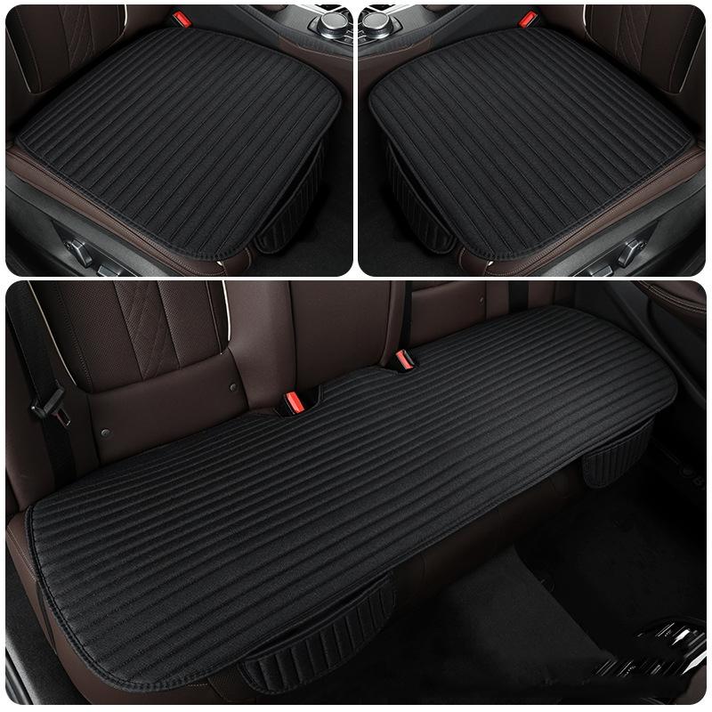 Automotive Fiber Linen Striped Four-Season Seat Cushion, Color: Black Back Row