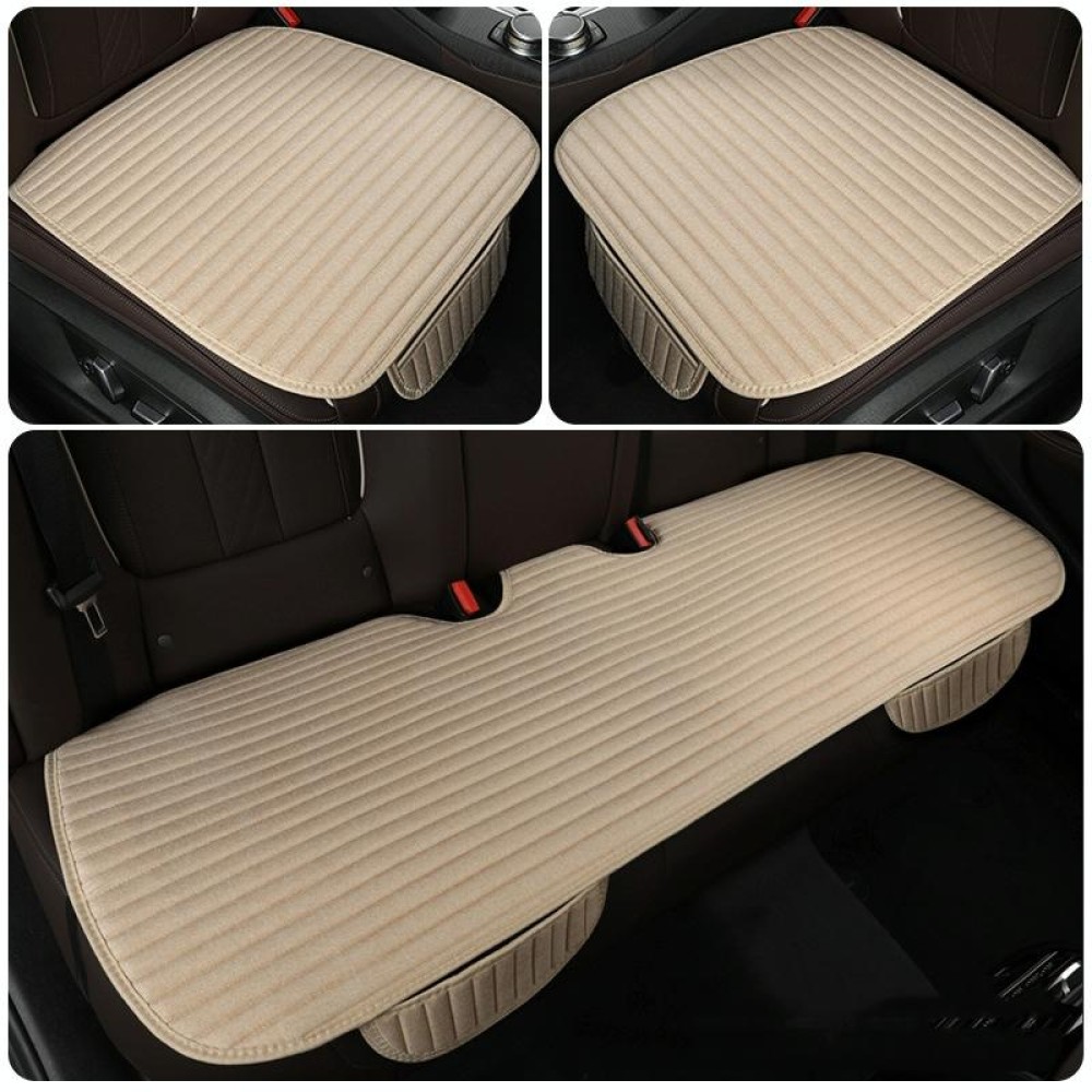 Automotive Fiber Linen Striped Four-Season Seat Cushion, Color: Beige Back Row
