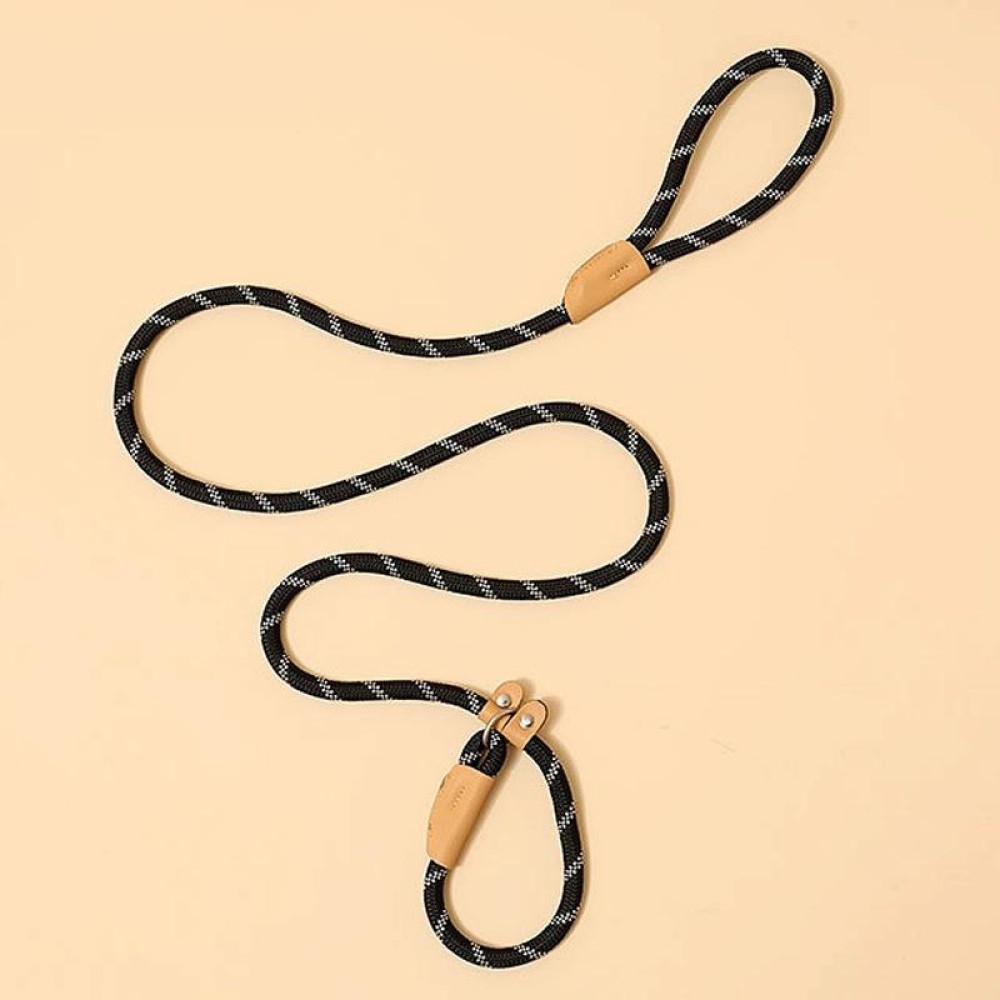 1.5m x 0.6cm Dog Traction Rope Mid Large Dog Universal Safety Buckle Chain Circle(Black)