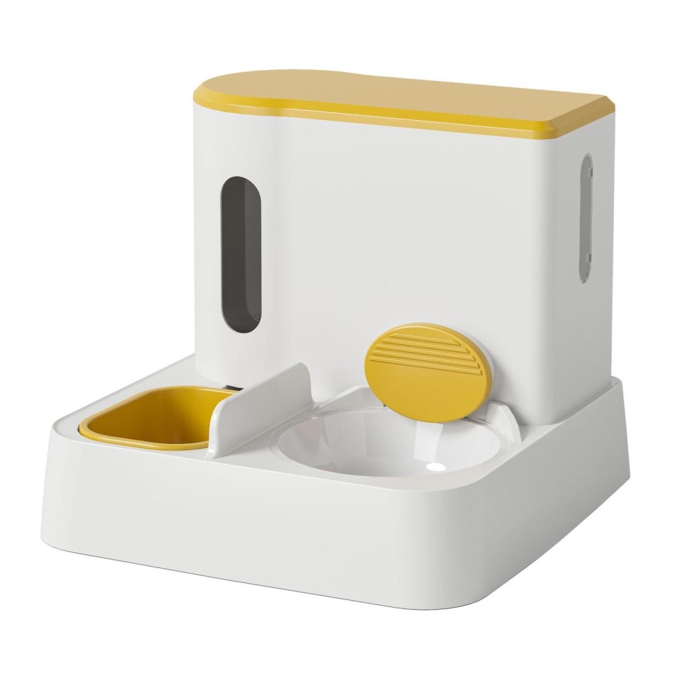 Pet Food Bowl Dog Drinking Fountain Cat Mobile Water Dispenser Automatic Feeding Water Feeder, Style: Basic Yellow