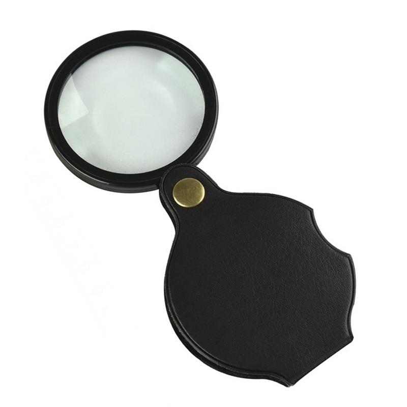 60mm 10X Folding Leather Case Magnifier Pocket Magnifying Glass