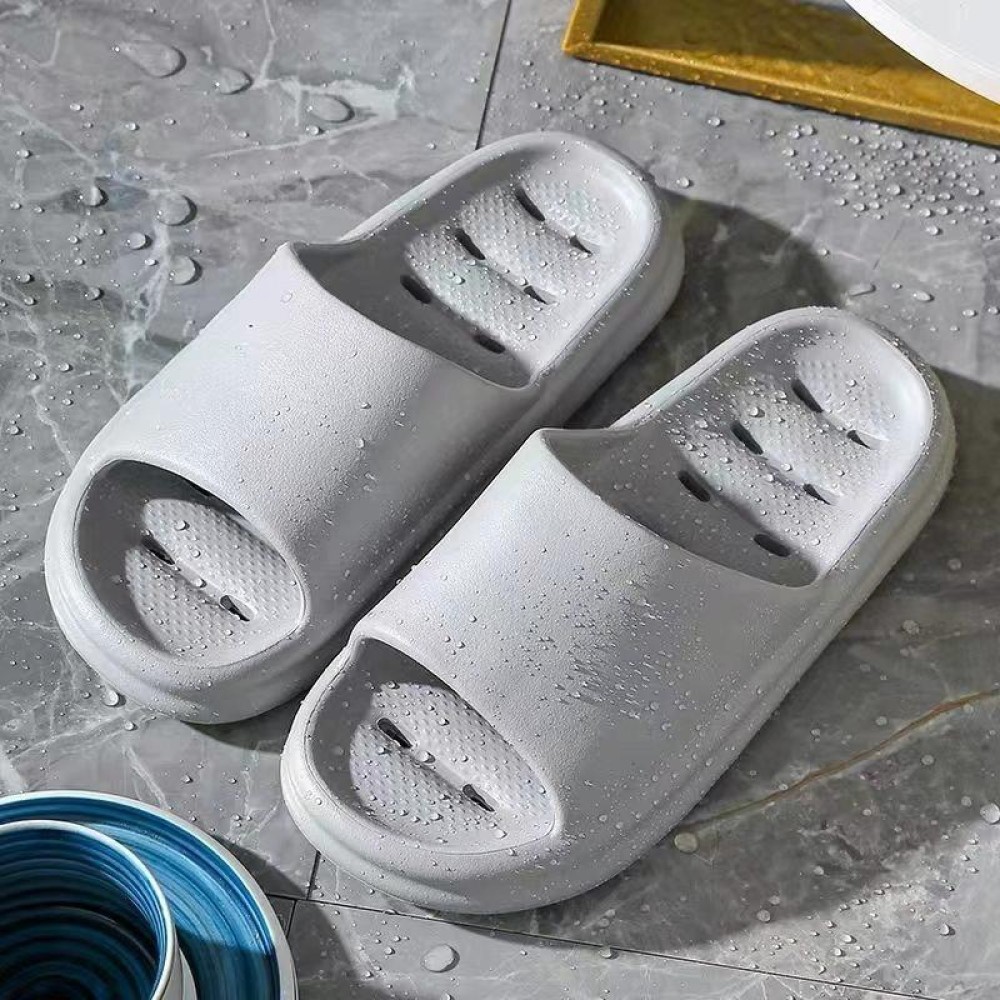 Bathroom Shower Slippers Non-slip Hollow Quick-drying Thick-soled Flip Flops, Size: 40-41(Gray)