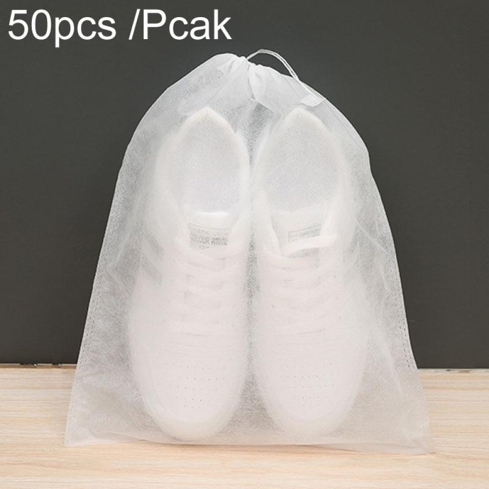 50pcs /Pack 32x38cm Middle Portable Thickened Non-Woven Anti-Yellowing And Sunscreen Shoe Bag Shoe Storage Bag