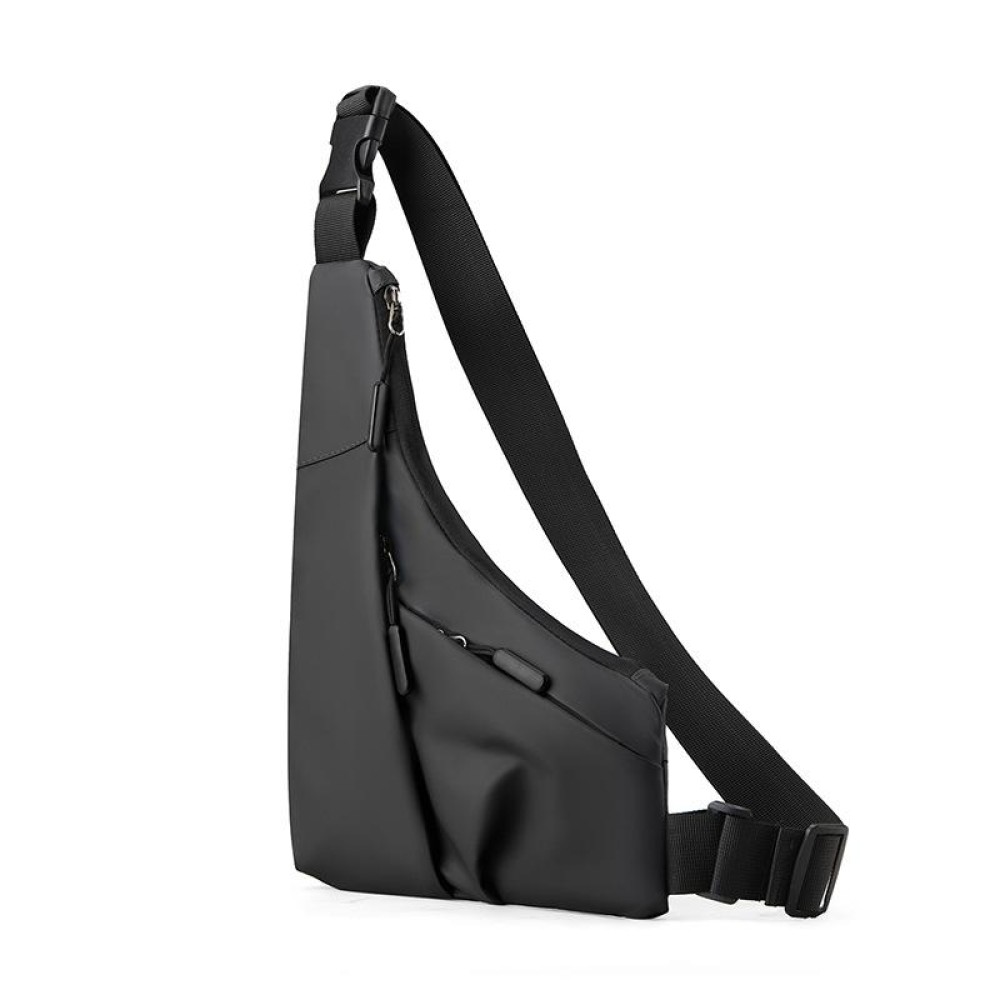Anti-theft Fit Triangle Bag Leisure Leather Film Crossbody Chest Bag(Black)