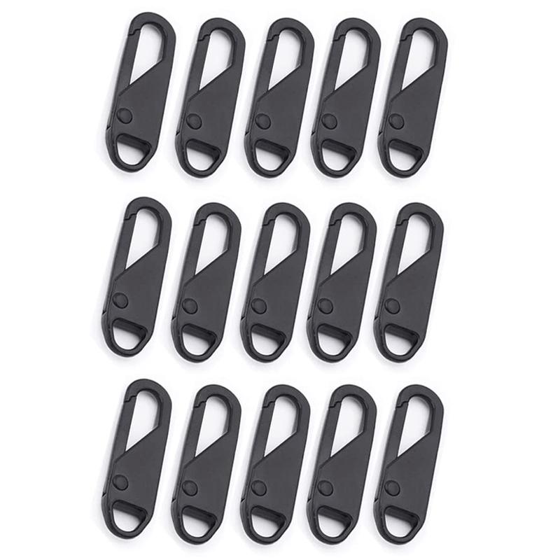 15pcs Universal Detachable Zip Slider Replacement Head Accessory, Color: Black