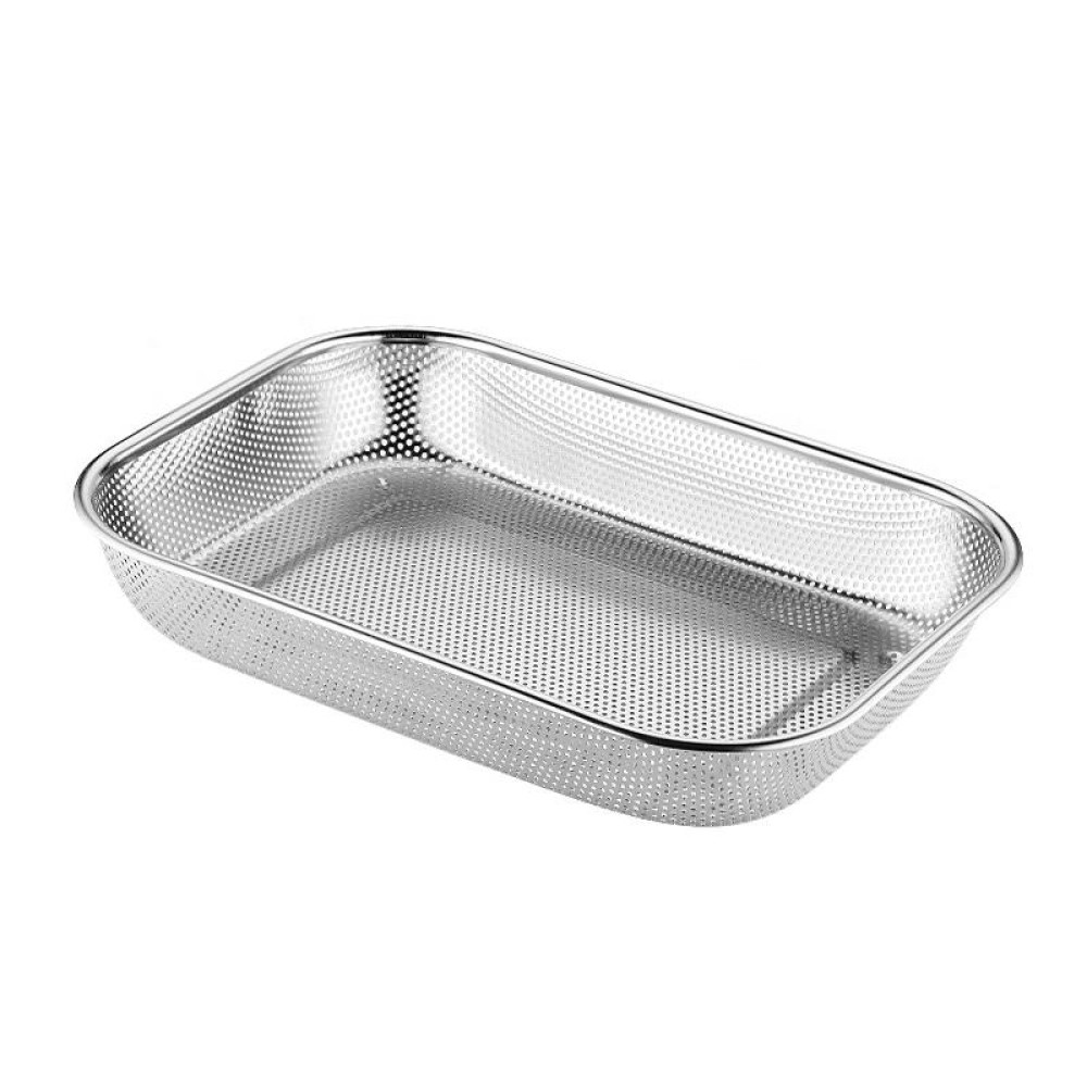 Kitchen Sterilization Cabinet Cutlery Organizer Household Stainless Steel Drainage Tray, Model: Perforated Rectangular Basket Extra Large