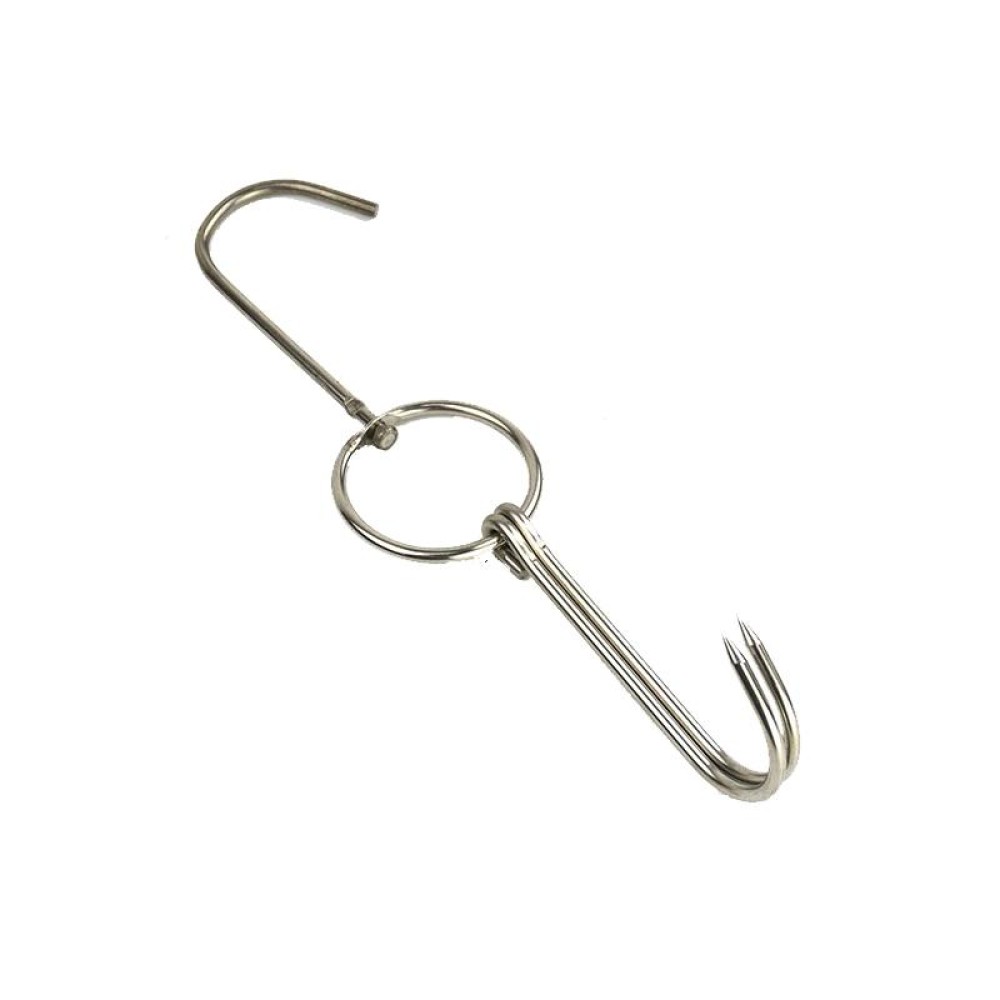 Stainless Steel Double Ring Duck Cooker Hanger Outdoor Barbecue Hanging Hook Stand, Specs: 4 Centi  Steel Thick Short 24cm
