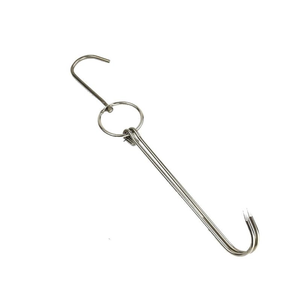 Stainless Steel Double Ring Duck Cooker Hanger Outdoor Barbecue Hanging Hook Stand, Specs: 4 Centi Steel Thick Extra Long 34.5cm